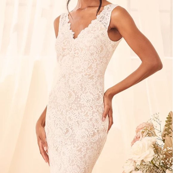 COPY - White Lace Sleeveless Mermaid Maxi Dress - Picture 2 of 7